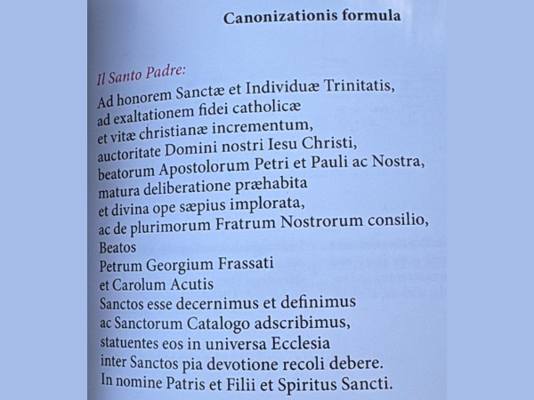 Canonisation de Carlo Acutis et Pier Giorgio Frassati Formule Canonisation Carlo Acutis PG Frassati